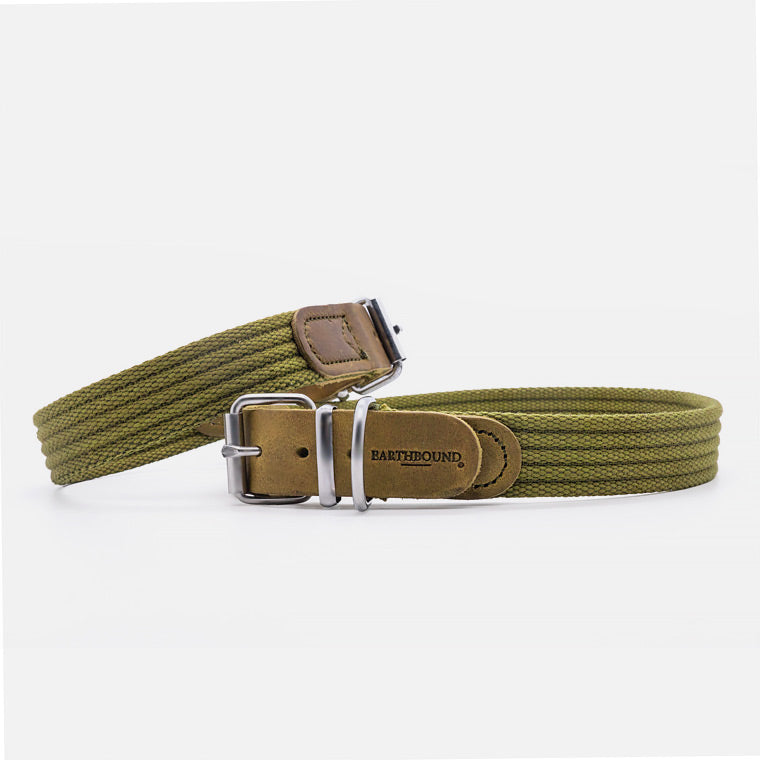 Collare in Pelle e Cotone GREEN