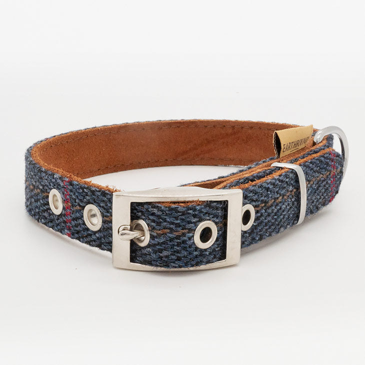 Collare in Pelle e Tweed BLU