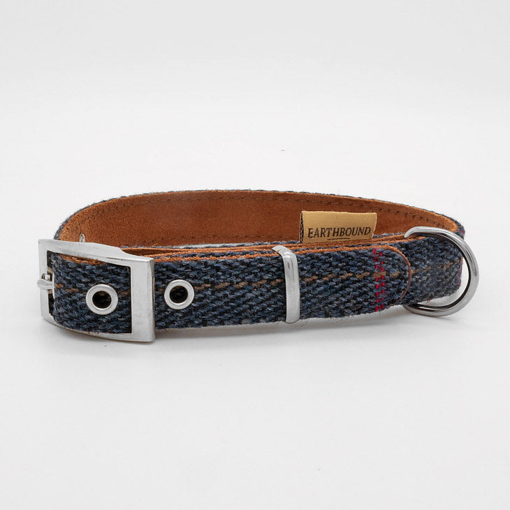 Collare in Pelle e Tweed BLU