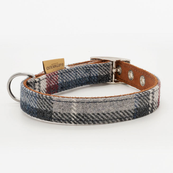 Collare in Pelle e Tweed BLU GREY