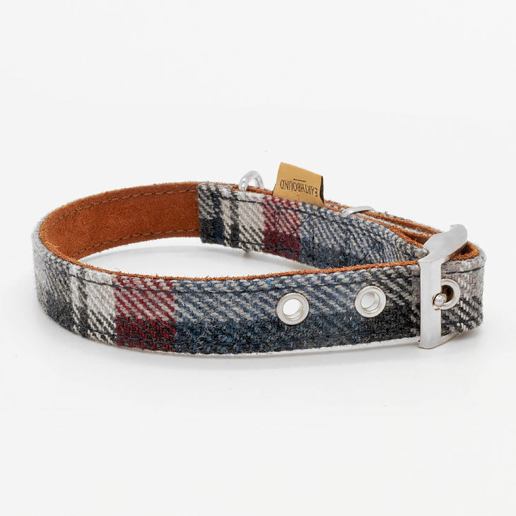 Collare in Pelle e Tweed BLU GREY