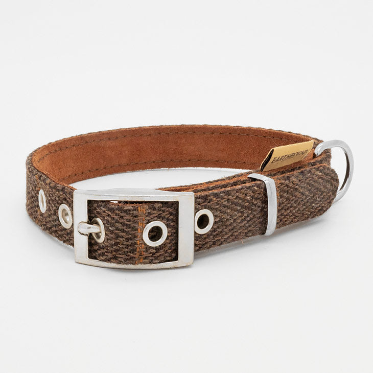 Collare in Pelle e Tweed BROWN