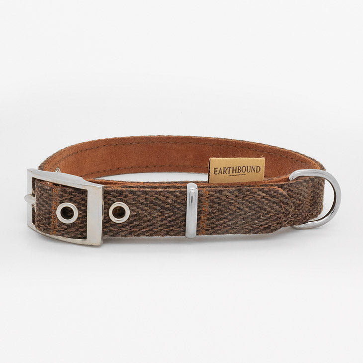 Collare in Pelle e Tweed BROWN
