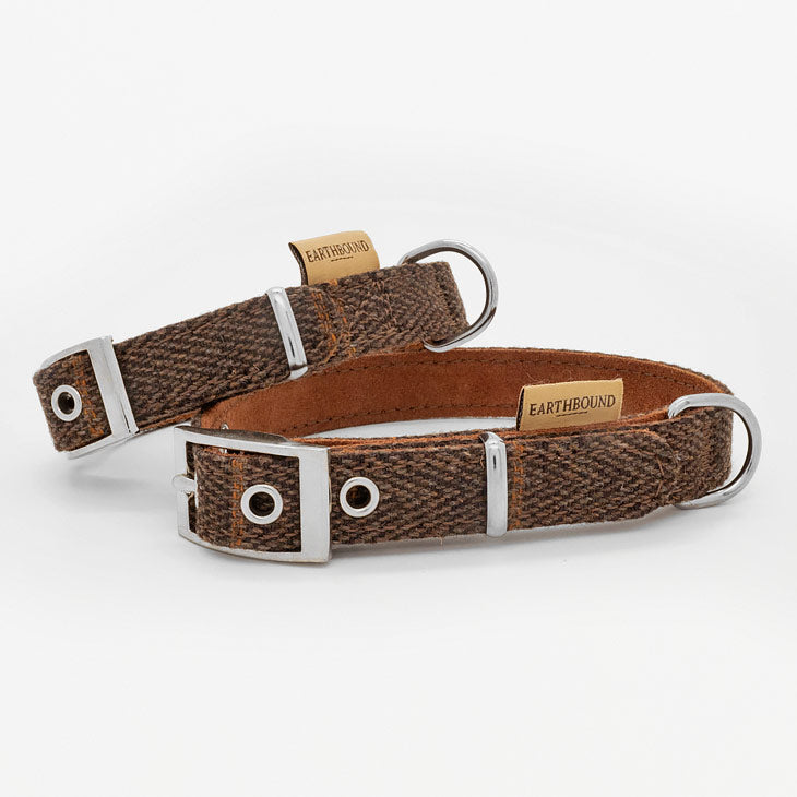 Collare in Pelle e Tweed BROWN