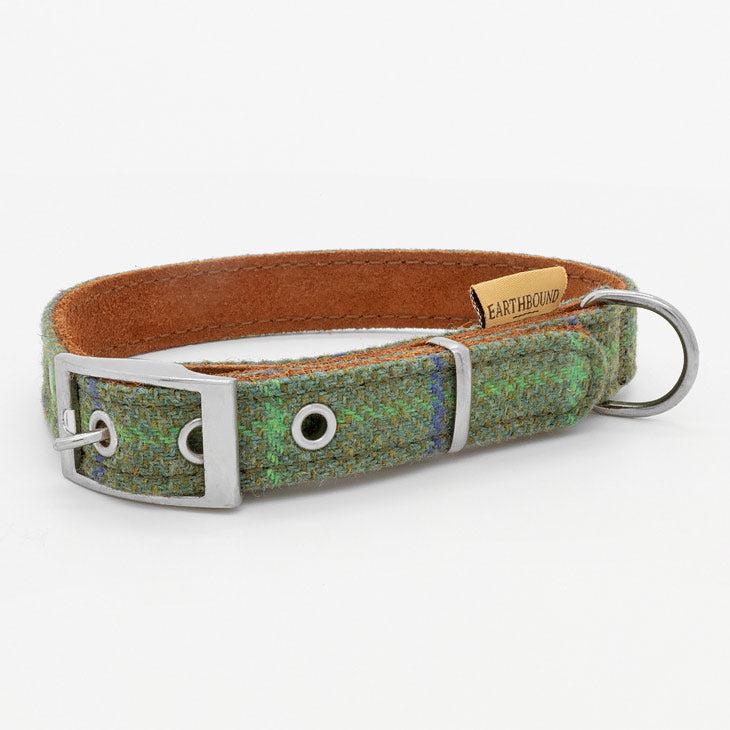 Collare in Pelle e Tweed GREEN