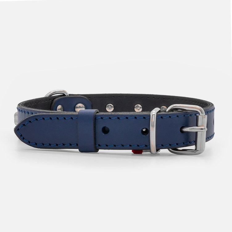 Collare in Pelle BLU BONE