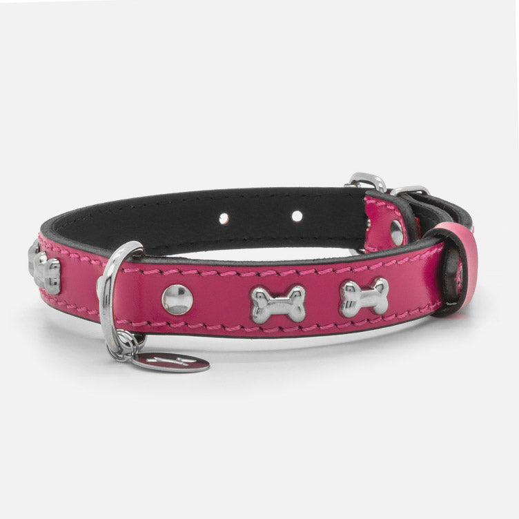 Collare in Pelle FUCSIA BONE