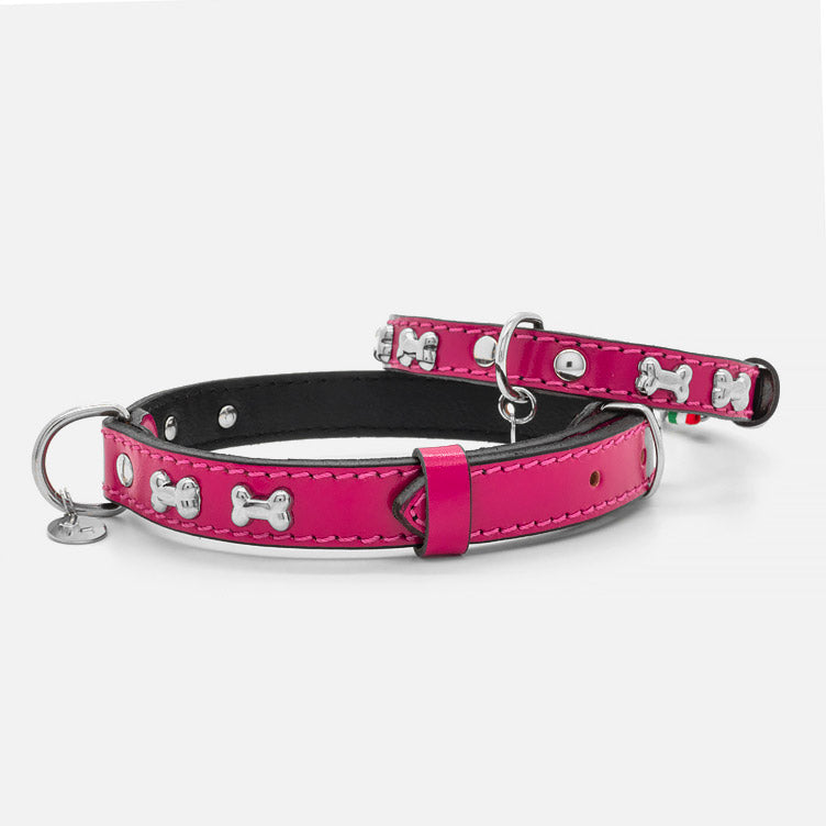 Collare in Pelle FUCSIA BONE