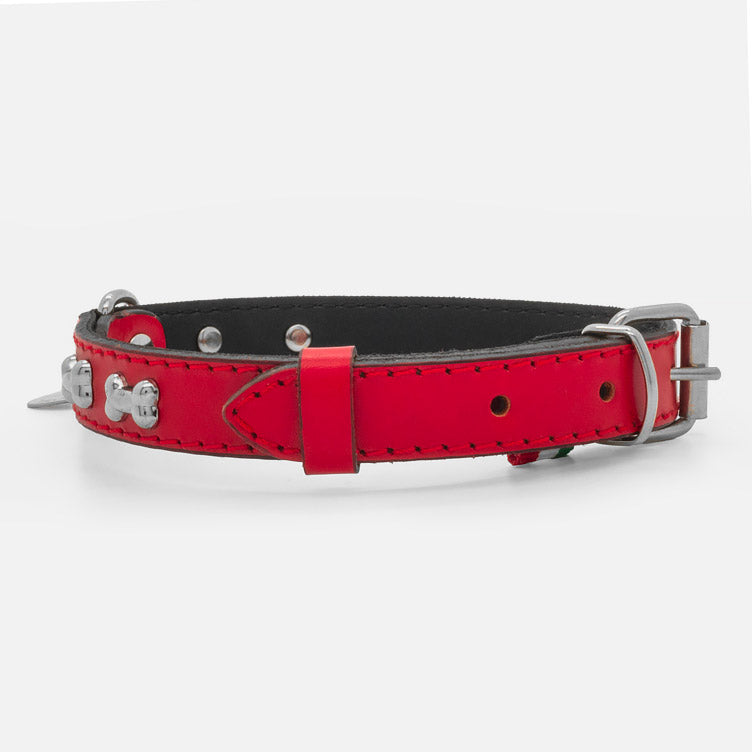 Collare in Pelle ROSSO BONE