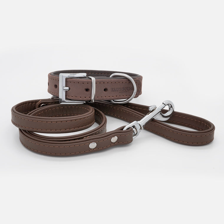Guinzaglio in pelle DOUBLE BROWN