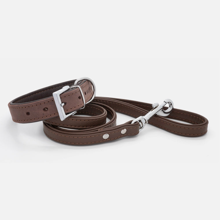 Guinzaglio in pelle DOUBLE BROWN