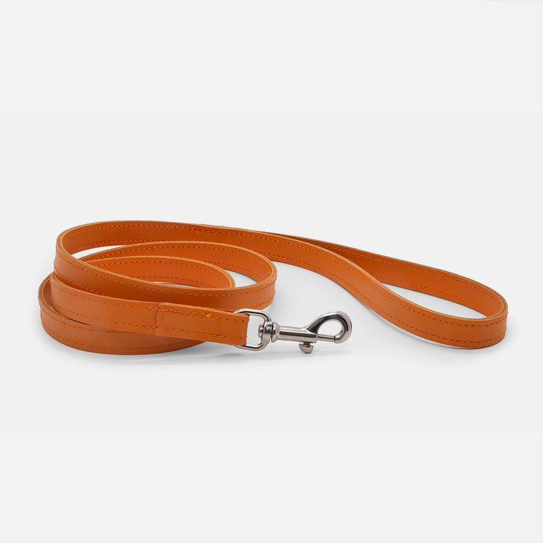 Guinzaglio Piatto in Pelle ARANCIO