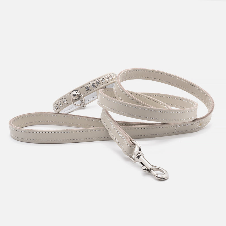 Guinzaglio Piatto in Pelle AVORIO