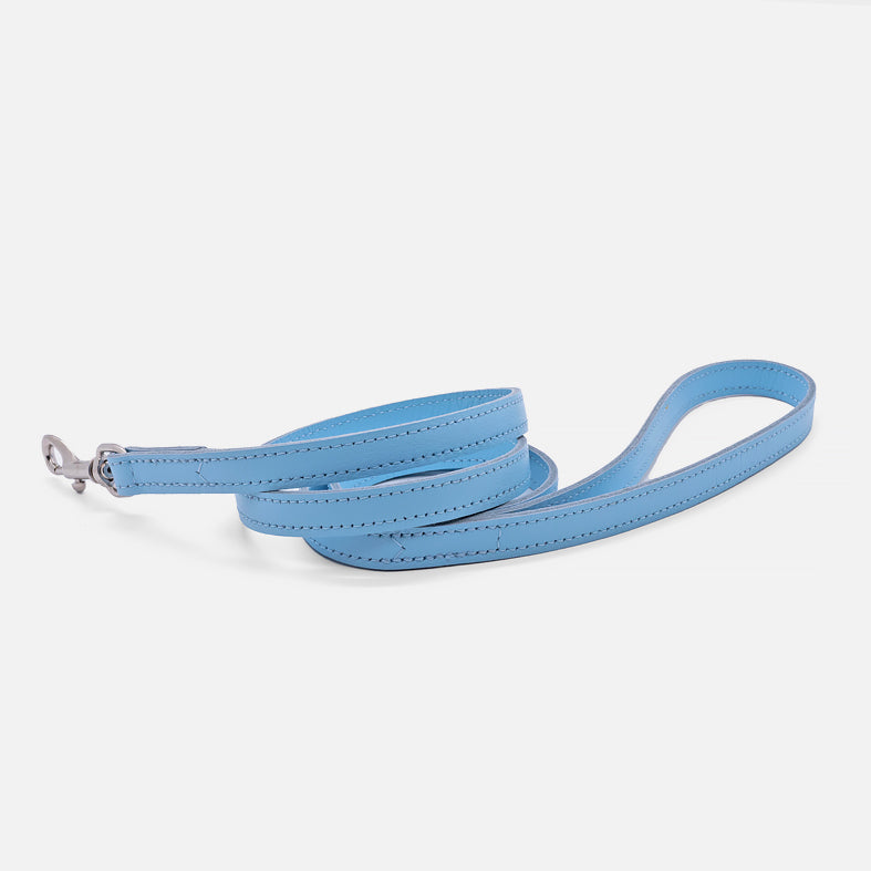Guinzaglio Piatto in Pelle CELESTE