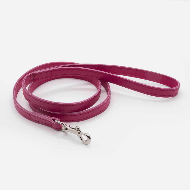 Guinzaglio Piatto in Pelle FUCSIA