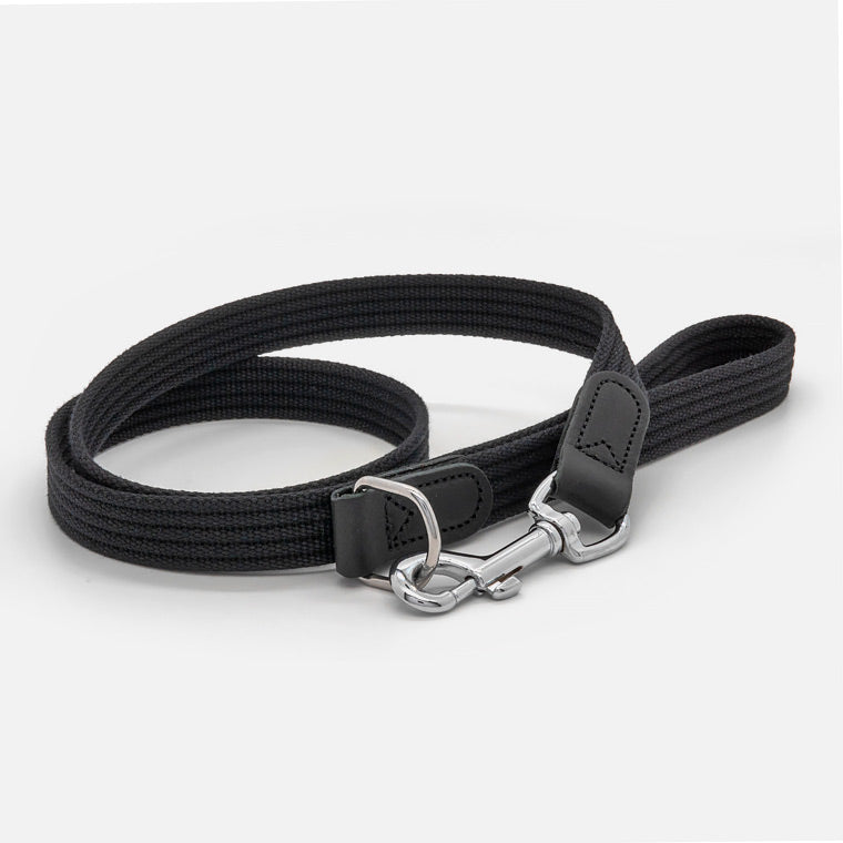 Guinzaglio in Cotone e Pelle BLACK
