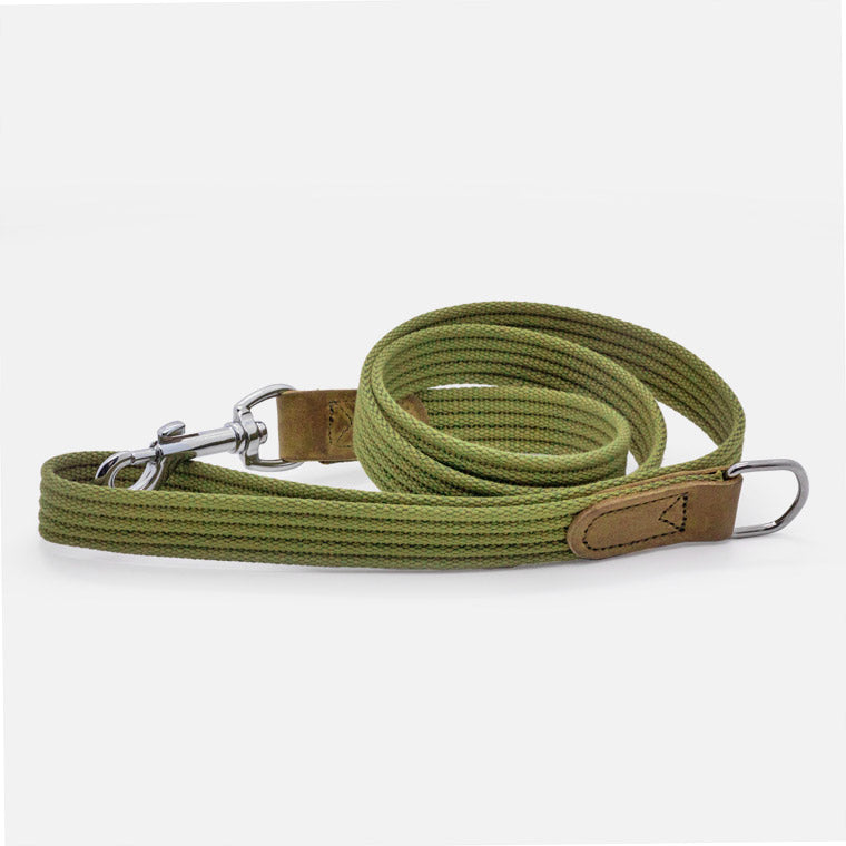 Guinzaglio in Cotone e Pelle GREEN