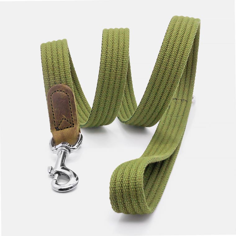 Guinzaglio in Cotone e Pelle GREEN
