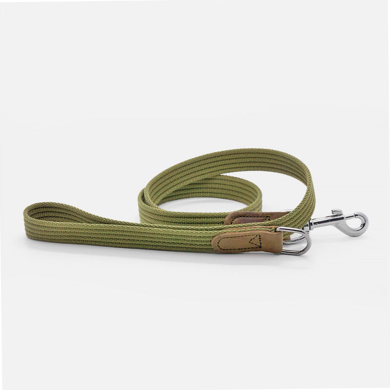 Guinzaglio in Cotone e Pelle GREEN