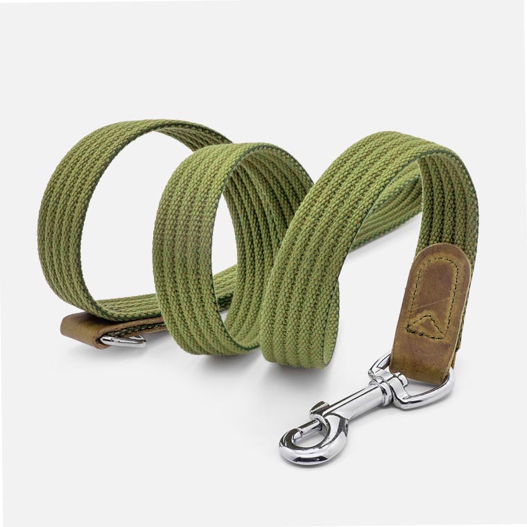 Guinzaglio in Cotone e Pelle GREEN