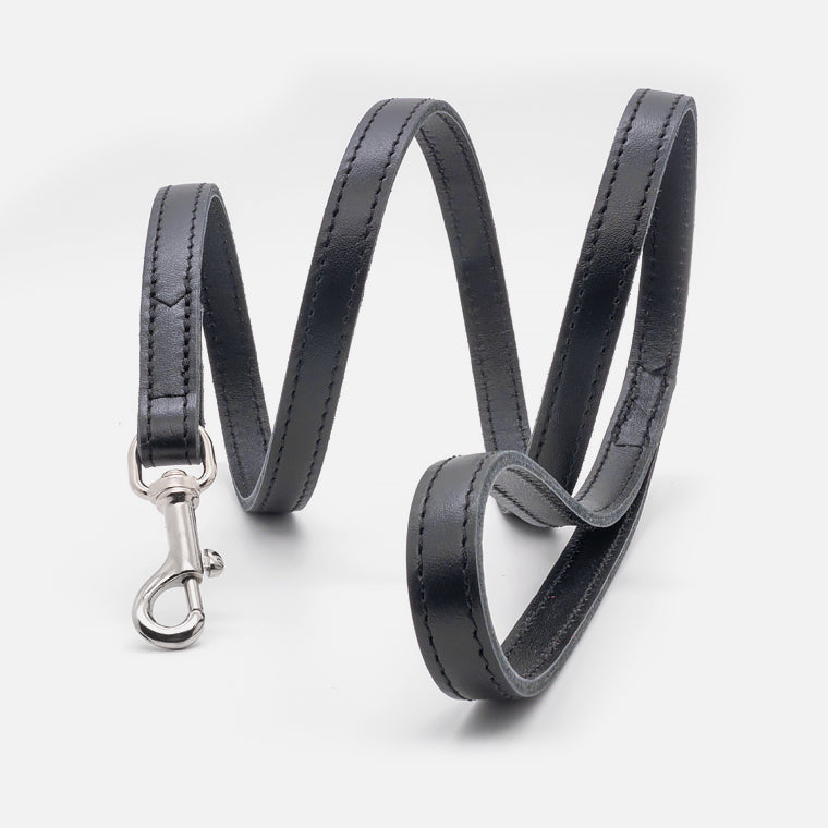Guinzaglio Piatto in Pelle NERO