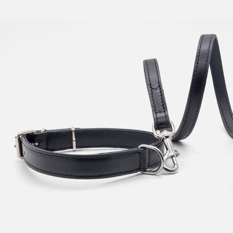 Guinzaglio Piatto in Pelle NERO