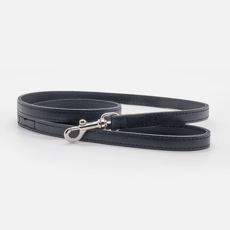 Guinzaglio Piatto in Pelle NERO