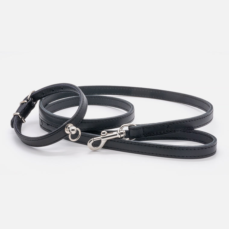 Guinzaglio Piatto in Pelle NERO