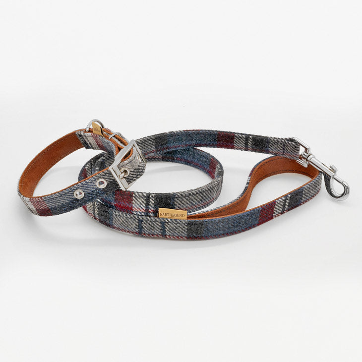 Guinzaglio in Tweed e Pelle BLU GREY
