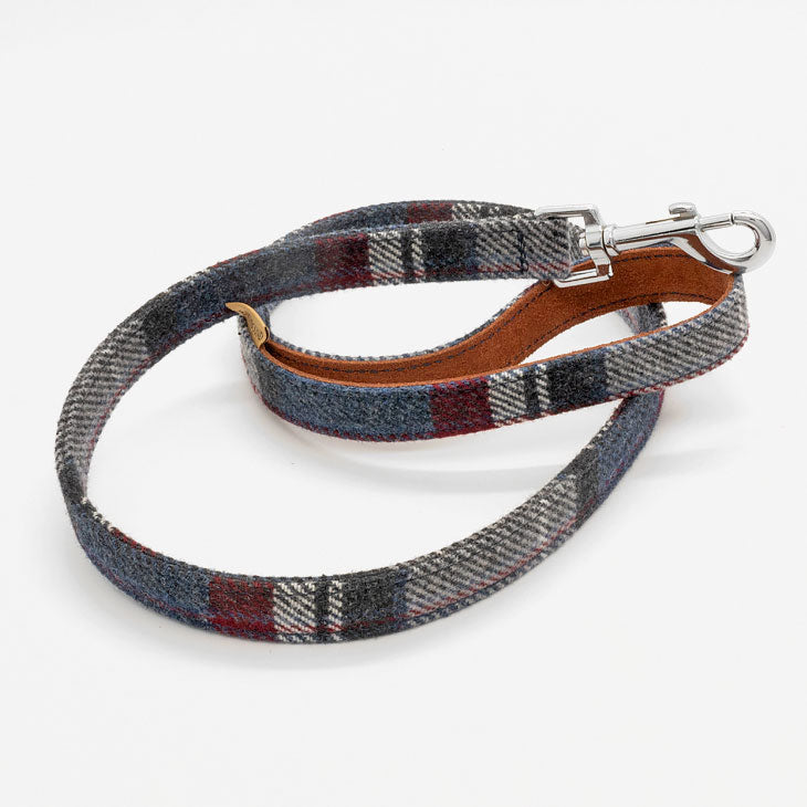 Guinzaglio in Tweed e Pelle BLU GREY