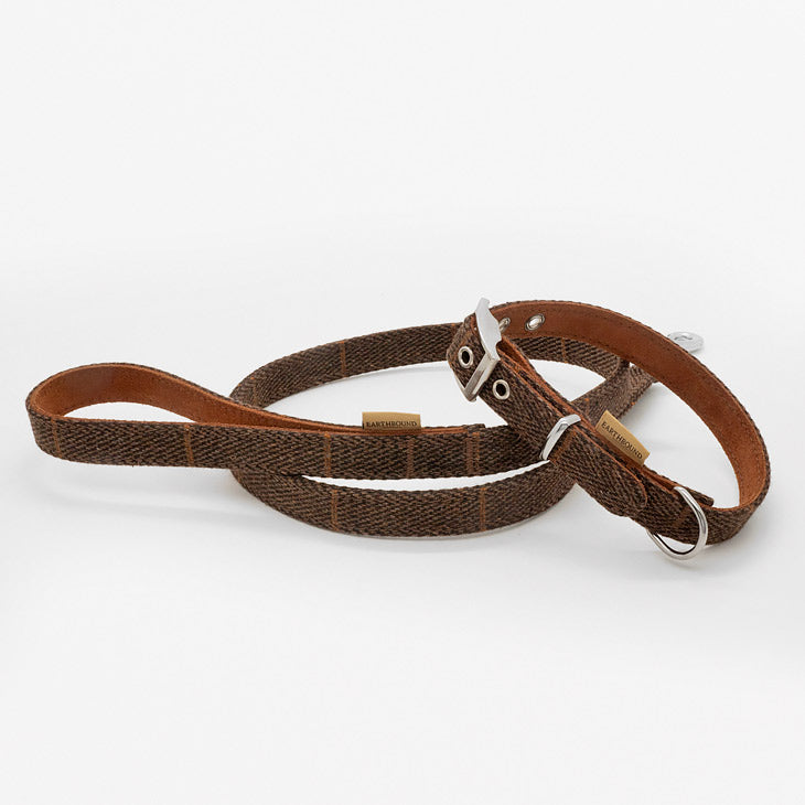 Guinzaglio in Tweed e Pelle BROWN