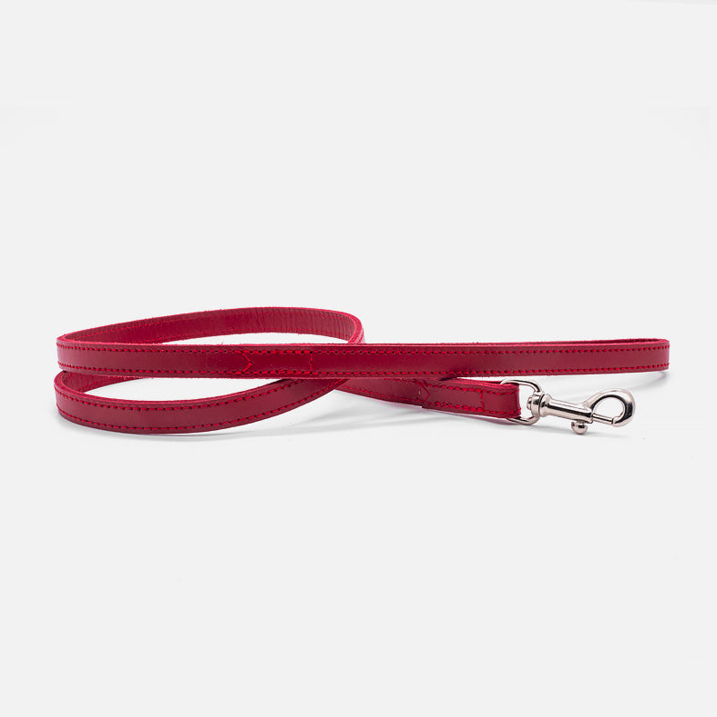 Guinzaglio Piatto in Pelle ROSSO