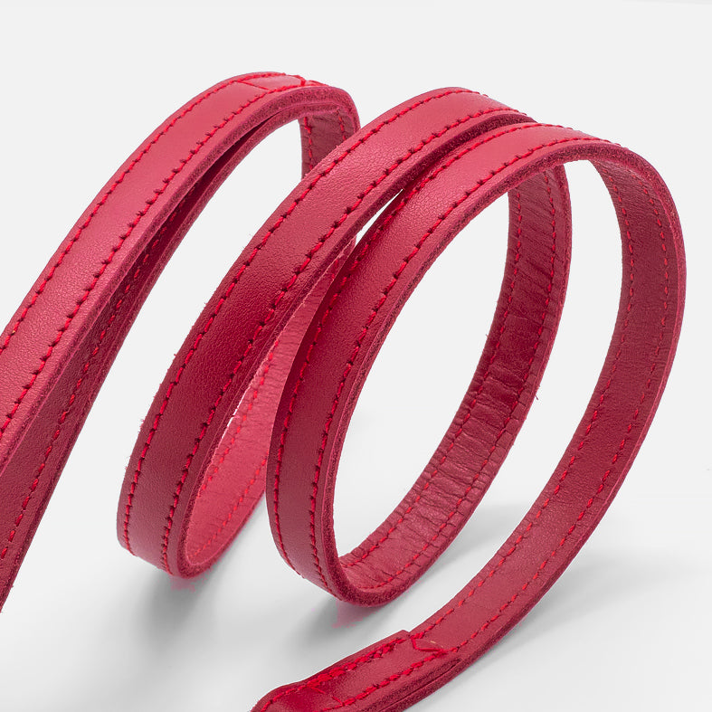 Guinzaglio Piatto in Pelle ROSSO