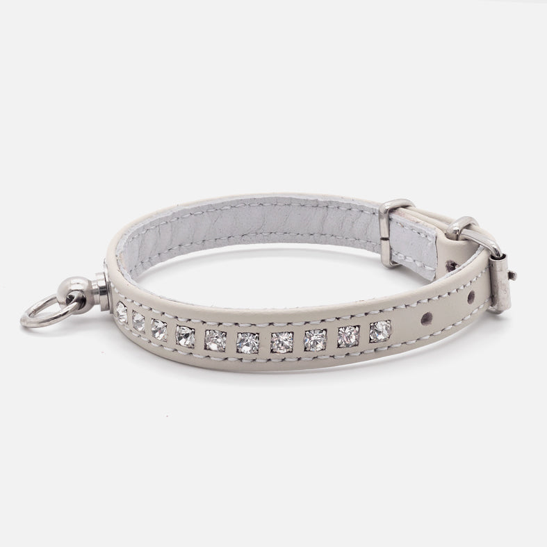 Collare in Pelle Avorio STRASS