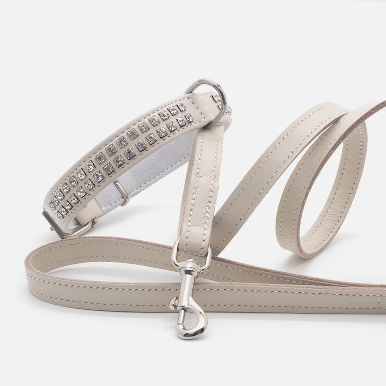 Guinzaglio Piatto in Pelle AVORIO