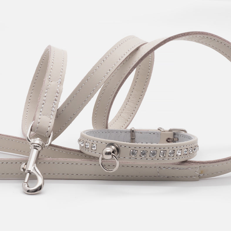 Collare in Pelle Avorio STRASS