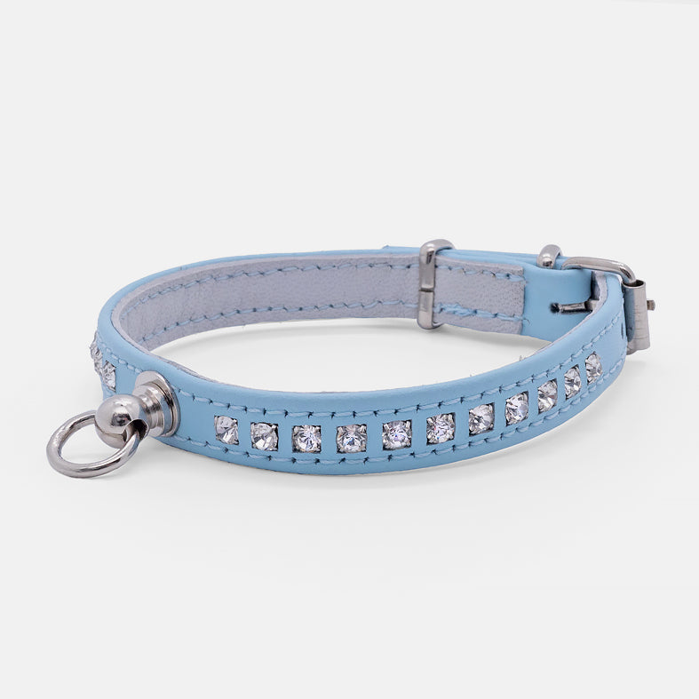 Collare in Pelle Celeste STRASS