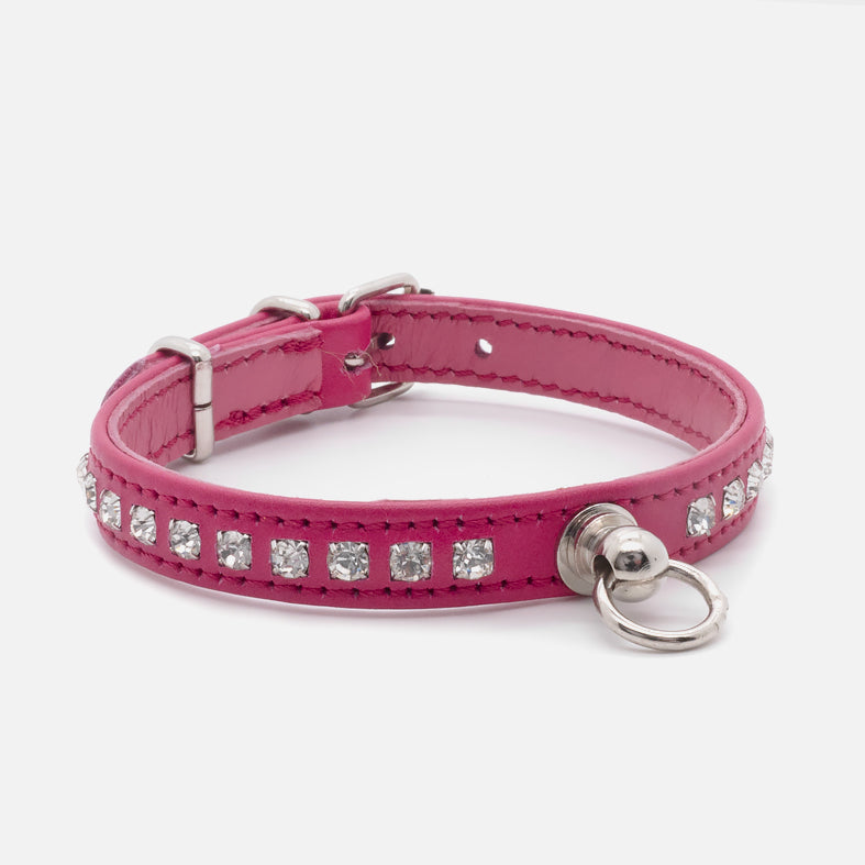 Collare in Pelle Fucsia STRASS
