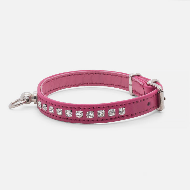 Collare in Pelle Fucsia STRASS