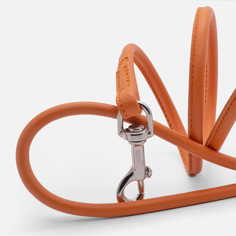 Guinzaglio Tubolare in Pelle ARANCIO