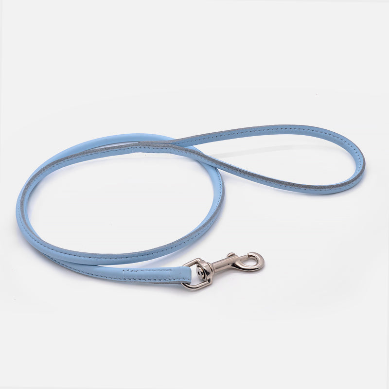Guinzaglio Tubolare in Pelle CELESTE