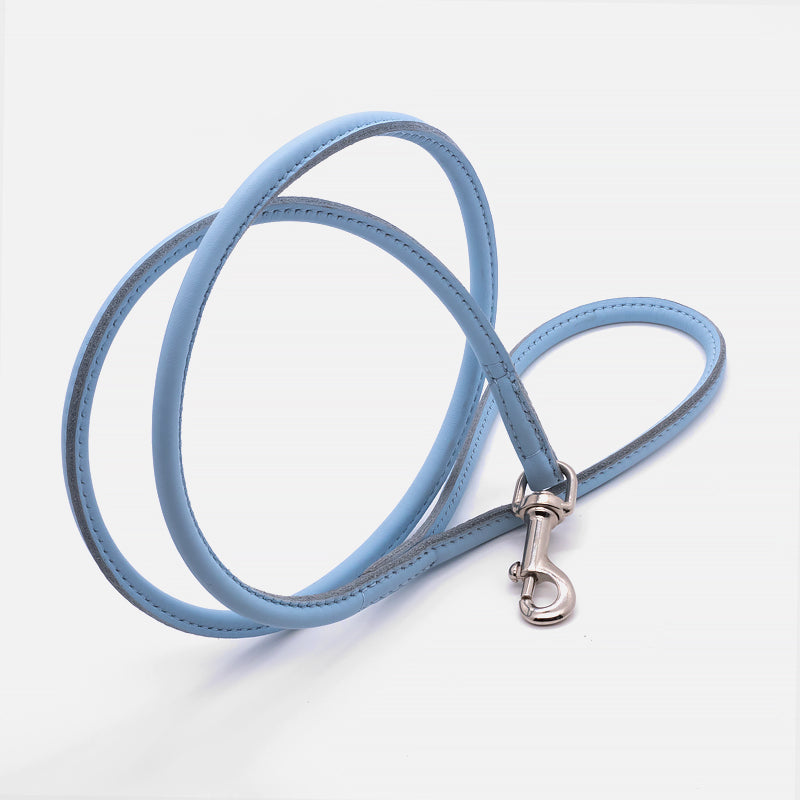 Guinzaglio Tubolare in Pelle CELESTE