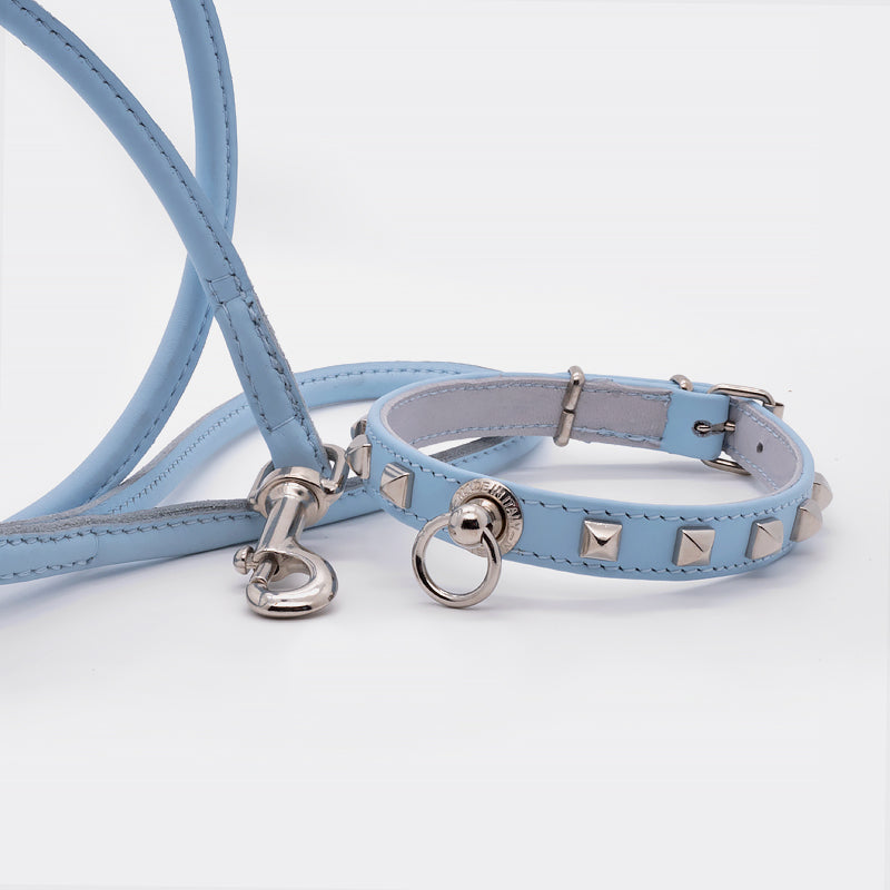 Guinzaglio Tubolare in Pelle CELESTE