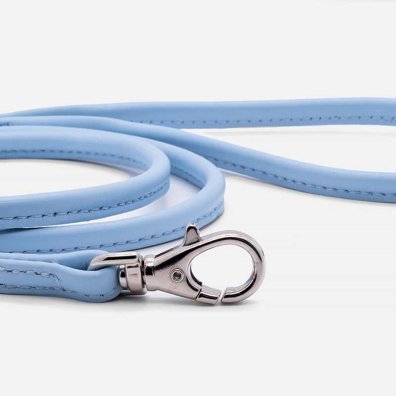 Guinzaglio Tubolare in Pelle CELESTE
