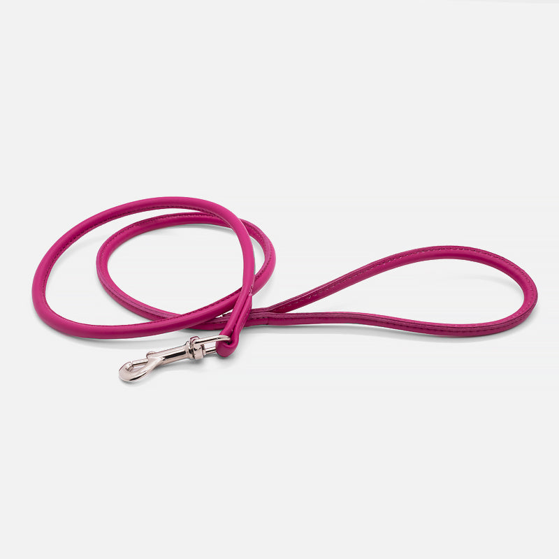 Guinzaglio Tubolare in Pelle FUCSIA