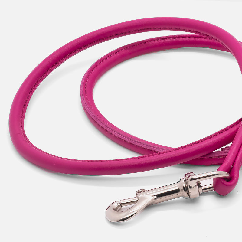 Guinzaglio Tubolare in Pelle FUCSIA