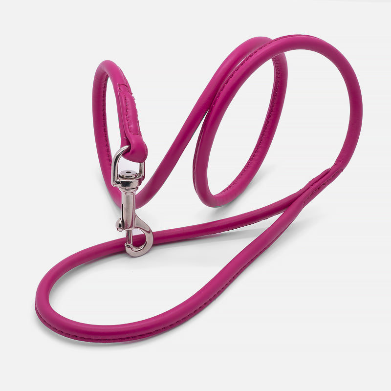 Guinzaglio Tubolare in Pelle FUCSIA