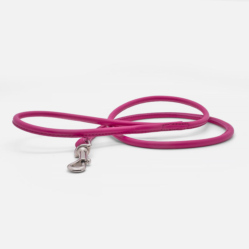Guinzaglio Tubolare in Pelle FUCSIA