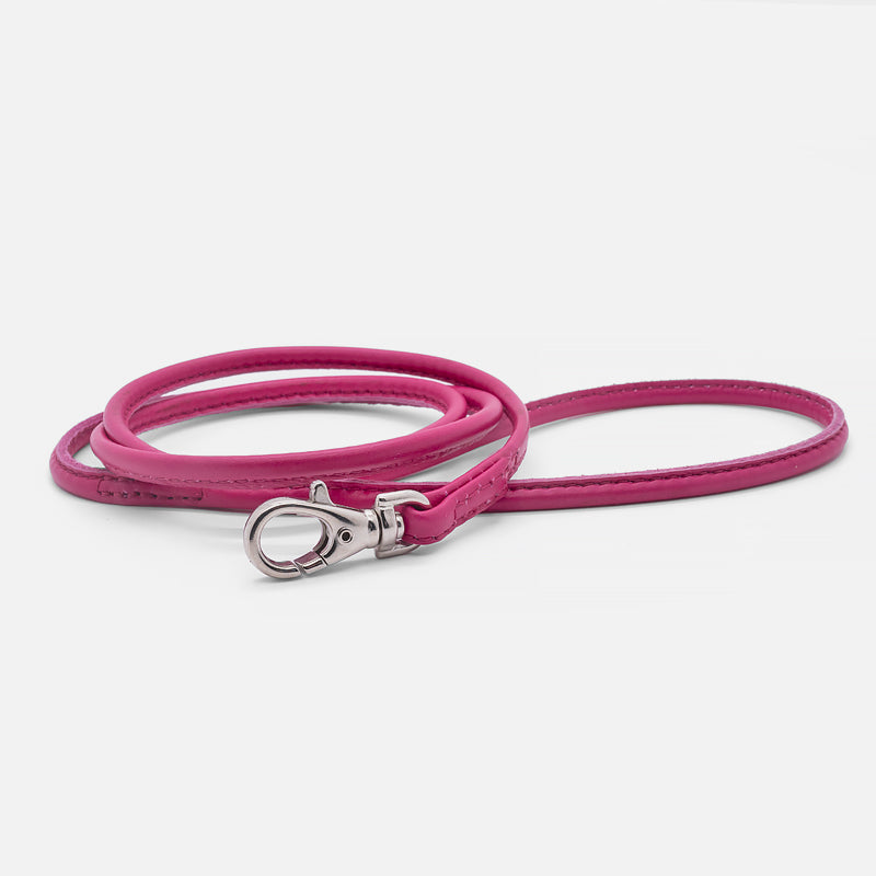 Guinzaglio Tubolare in Pelle FUCSIA