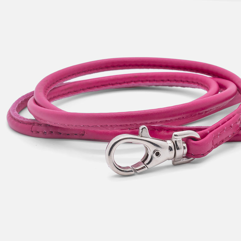 Guinzaglio Tubolare in Pelle FUCSIA